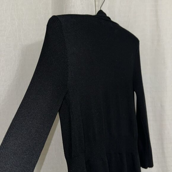 Premise S Open Front Black Fine Knit Quarter Sleeve Cardigan - Picture 8 of 12